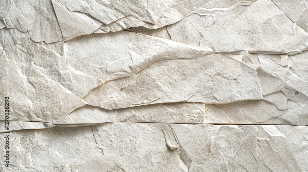 Poster textured white stone surface with layered patterns and natural details, ideal for backgrounds or des