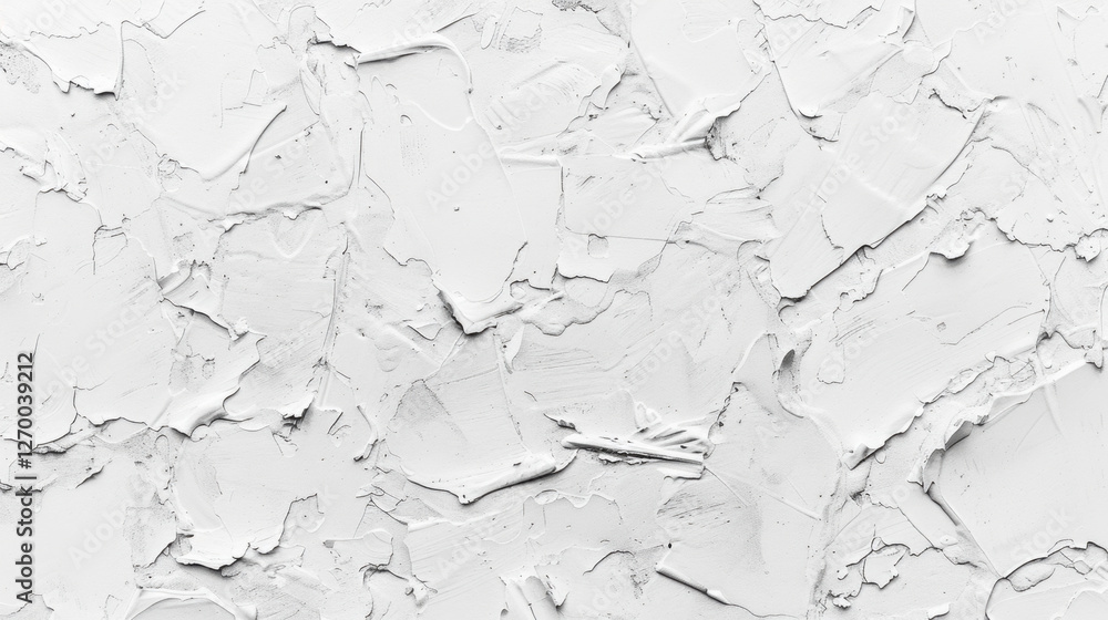 Poster textured white paint surface with rough, artistic finish, ideal for backgrounds or design elements. 