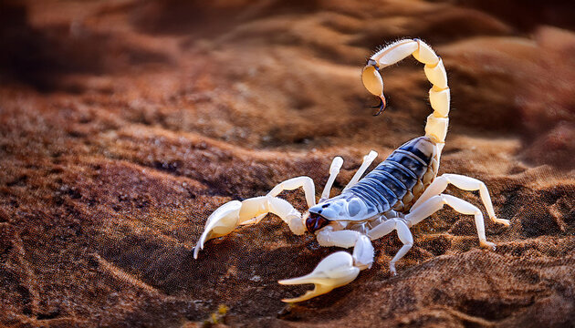 Close-Up of a Scorpion, Focusing on Its Detailed Exoskeleton and Claws