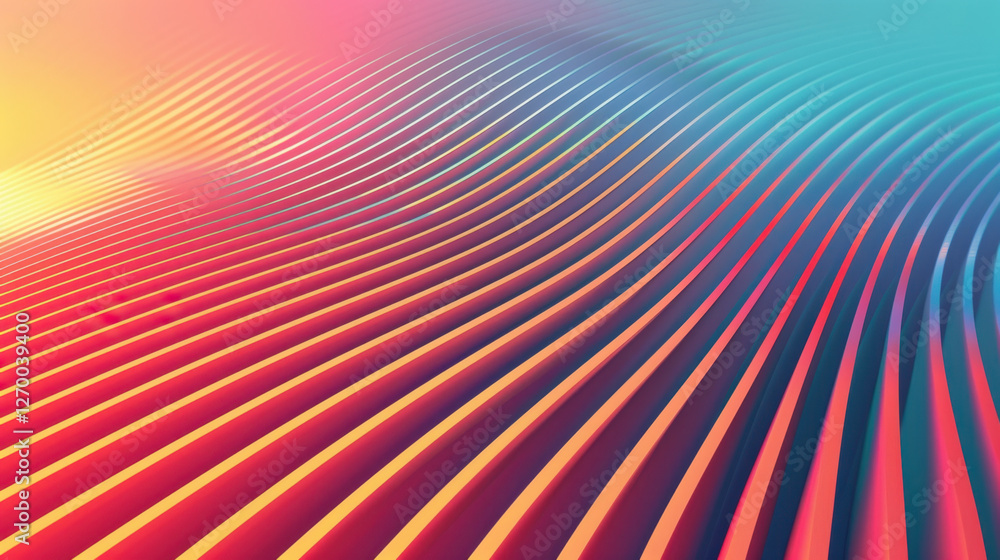Aufkleber vibrant abstract waves in gradient colors create dynamic visual effect. smooth lines flow seamlessly