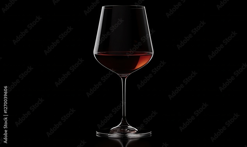 Aufkleber detailed close-up of a glass of red wine with subtle reflections, soft lighting creating a warm and 