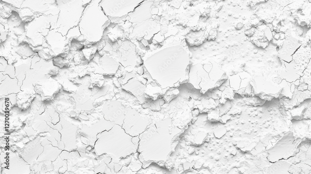 Poster white textured surface with cracks and peeling paint, creating distressed look. ideal for background