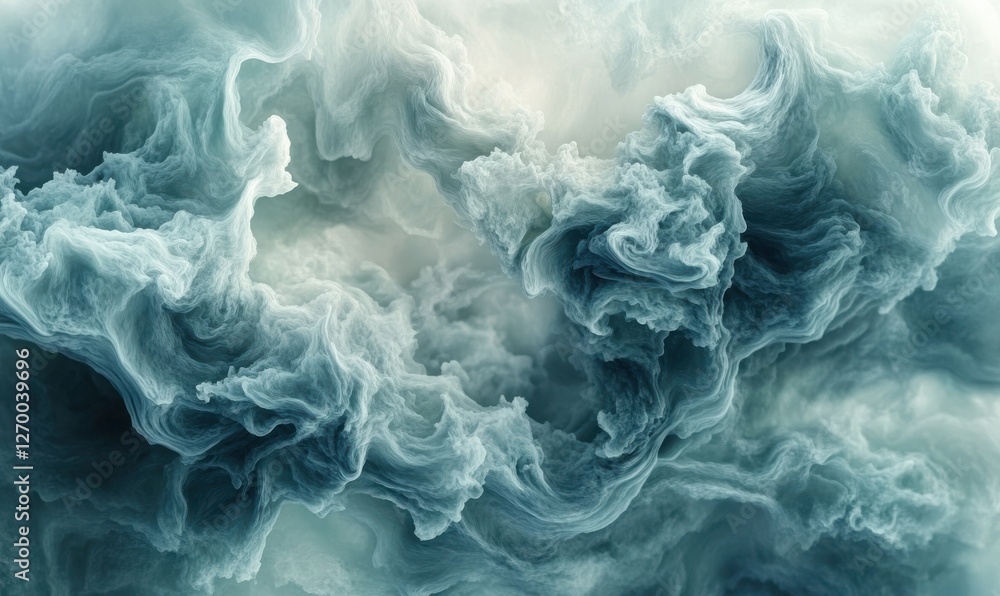 Poster digital art with fluid shapes in pastel colors, soft gradients creating a smooth, flowing visual com