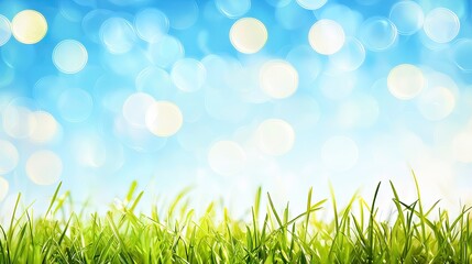 Obraz premium Spring grass, bokeh background, bright sunny day, nature