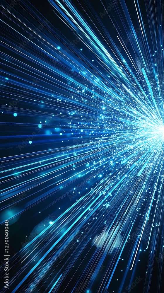 Poster explosive blue light and particles converging to create a mesmerizing visual effect : generative ai