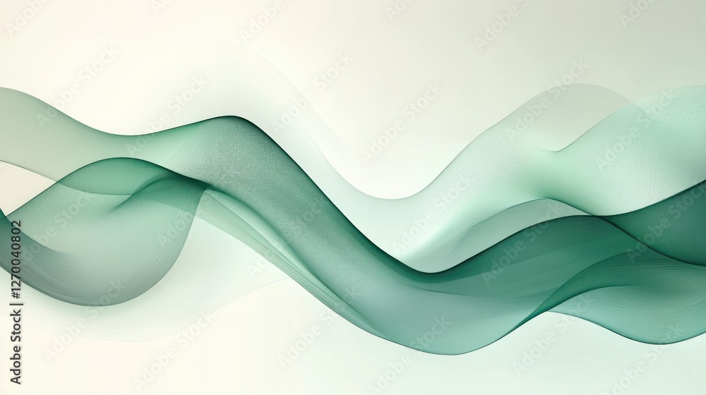 Poster elegant green abstract wave background design with flowing lines effect