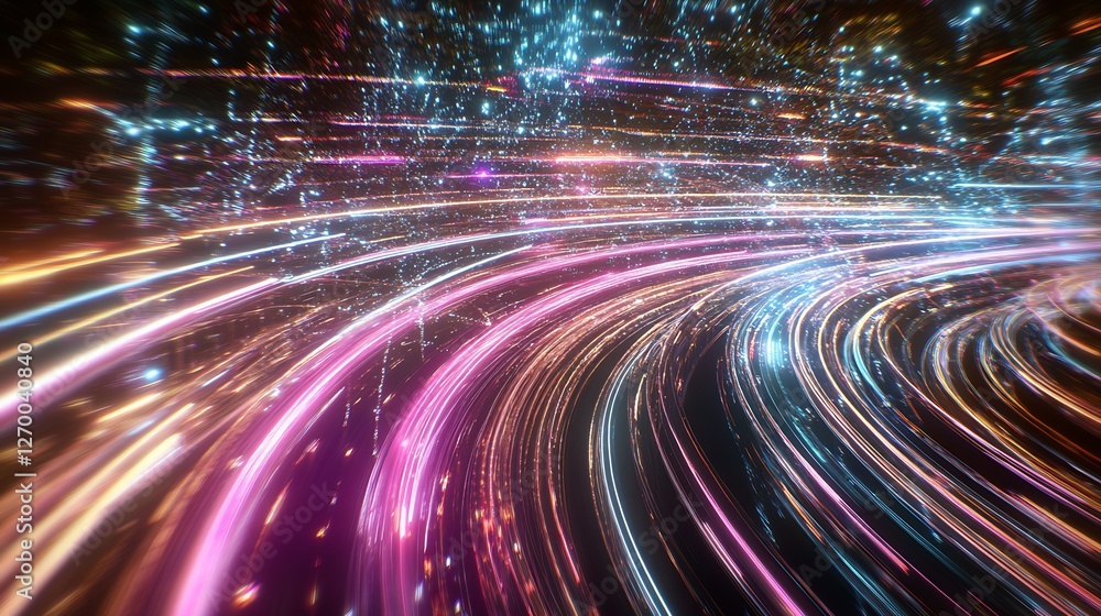 Aufkleber vibrant colors and swirling light trails illustrating a sense of dynamic motion and energy in space 
