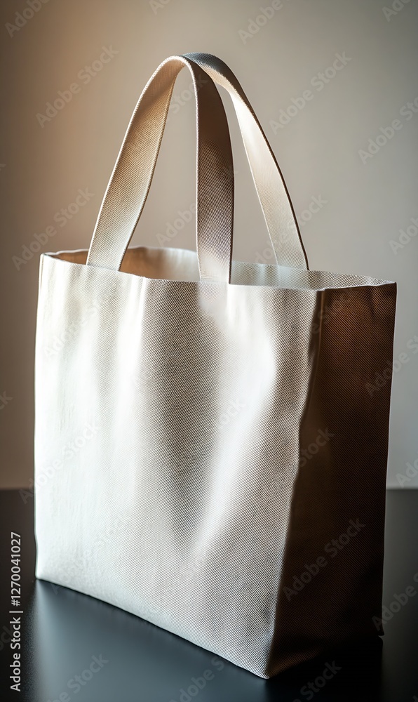 Poster sturdy and minimalist white canvas tote bag with practical handles and clean lines : generative ai