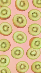 Fototapeta premium A Captivating Display of Kiwi Slices: A Vibrant and Fresh Fruit Pattern