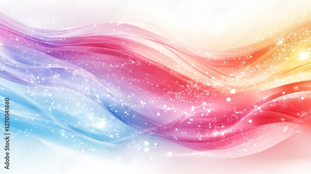 Poster colorful abstract wave background with sparkles and gradient effect