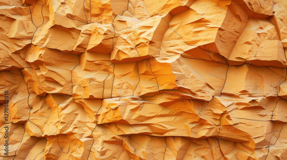 Poster textured orange rock surface with intricate patterns and lines, showcasing natural geological format