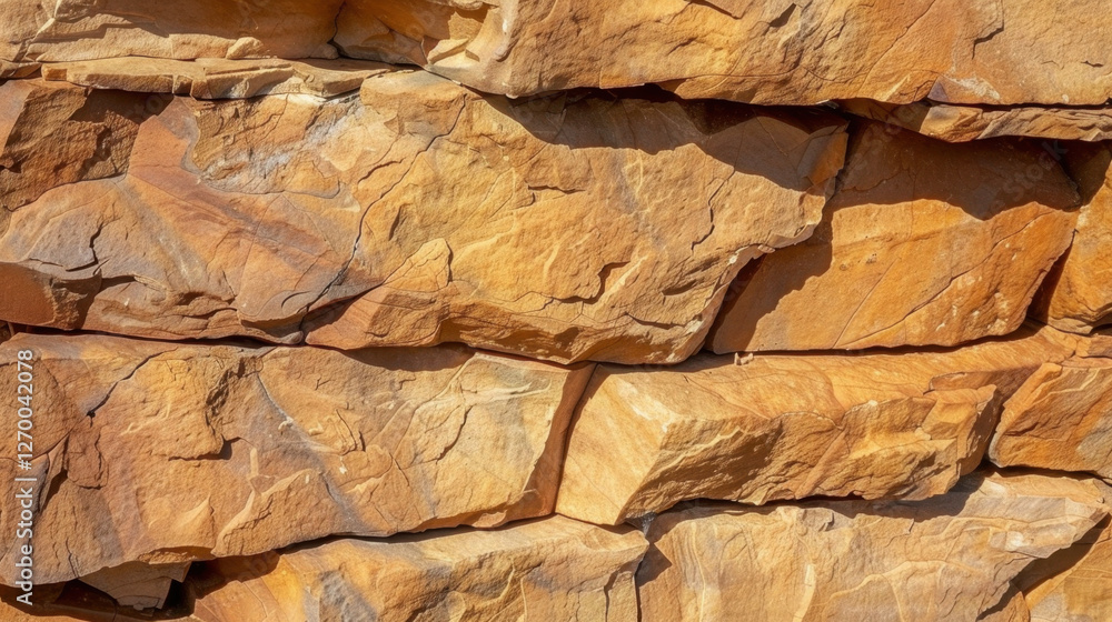 Aufkleber textured orange rock surface with layered formations, showcasing natural patterns and colors. rugged
