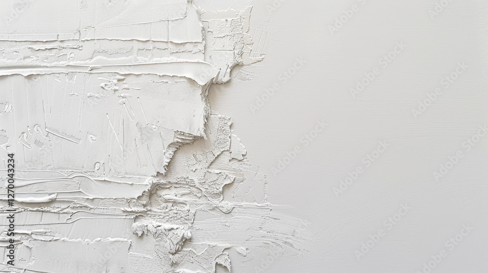 Poster textured white paint on canvas, showcasing layers and depth, creating artistic effect. smooth and ro