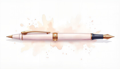 Fototapeta premium Elegant ballpoint pen illustration with pastel tones, refined artistry