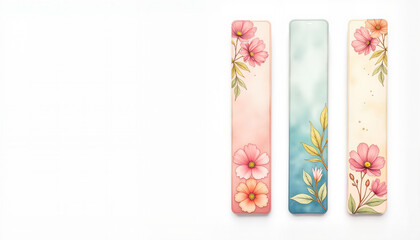 Minimalist magnetic bookmarks in pastel tones with copy space, stylish organization