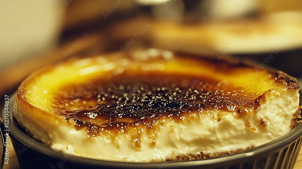 Poster Deliciously Baked Creamy Dessert with Caramelized Surface and Smooth Texture : Generative AI