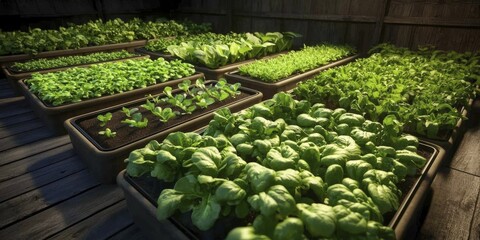 Vibrant community rooftop farms brimming with diverse crops, promoting social connections and ecological consciousness amidst city life.