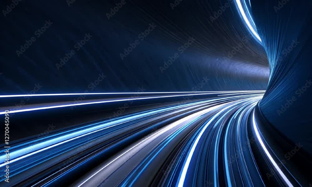 Poster a captivating abstract image showcasing the illusion of speed, featuring dynamic light trails illumi