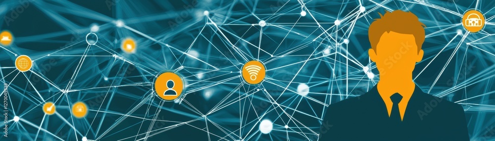 Poster detailed infographic design showcasing structured flat design elements and the role of networking in
