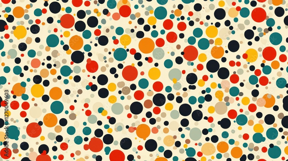 Poster retro circular chaos: a vibrant and playful abstract pattern design