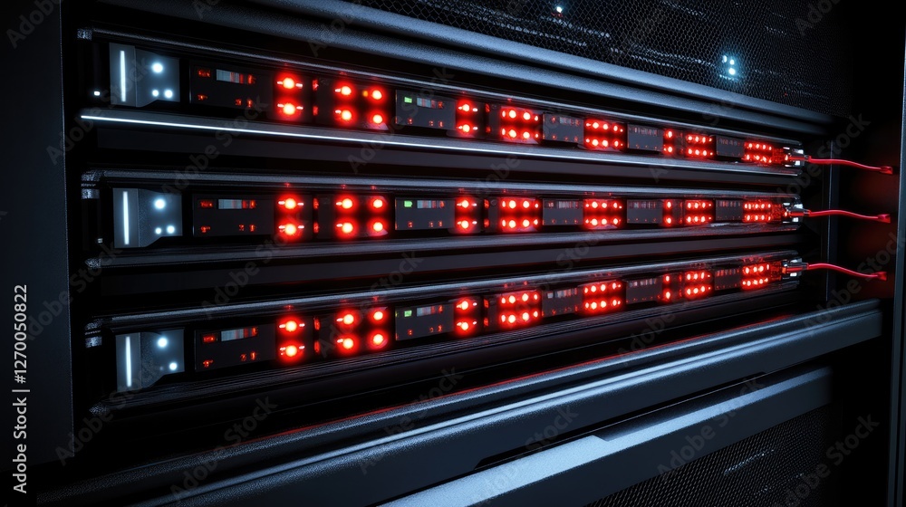 Poster cybersecurity concept with glowing firewall protection and encrypted cloud data exchange.