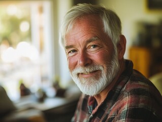 A bearded man in a plaid shirt