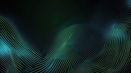 Naklejka premium Explore a dynamic techinspired backdrop featuring fluid neural networks and binary code in vibrant blue and green hues.