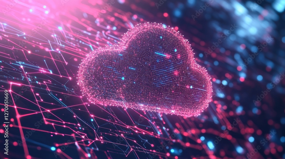 Poster data analytics background with holographic ai-powered insights and futuristic cloud computing.
