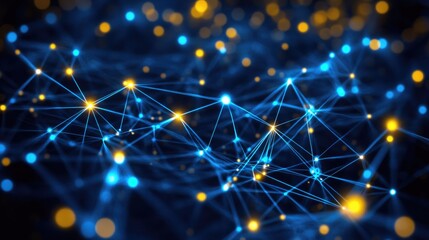 Fototapeta premium Deep learning neural network visualization with futuristic glowing AI technology.