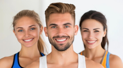 A dynamic exercise class led by an upbeat trainer, motivating a group of young athletes to push their limits.