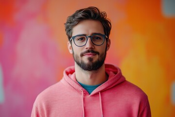 Fototapeta premium Vibrant hacker in pastel themed setting engaging with technology and creativity