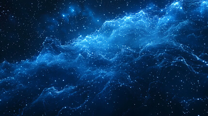 Abstract technology blue network with glowing lines. Underwater Starfields. Illustration