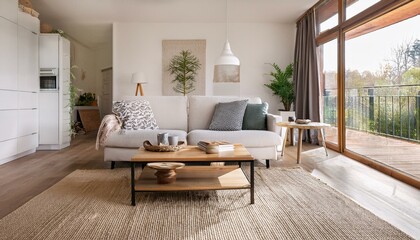Fototapeta premium Generated image Scandinavian home interior design of modern living room