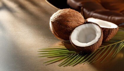 Fresh Coconut Halves in a Luxurious Setting