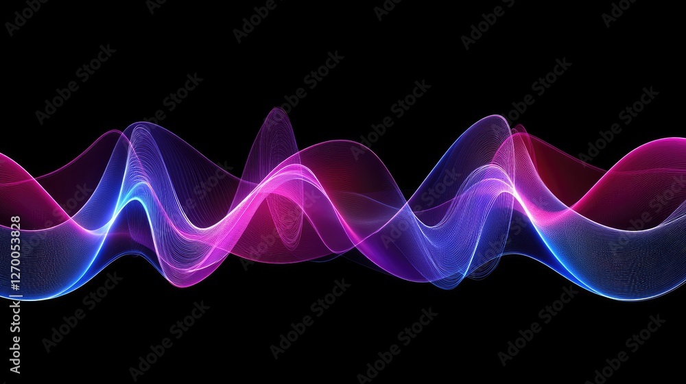 Aufkleber dynamic abstract light trails in neon pink and blue, forming smooth flowing wave patterns.