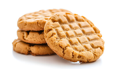 Peanut Butter Cookies isolated on white background. Traditional cookie close up.