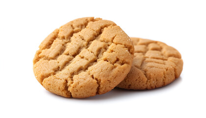 Peanut Butter Cookies isolated on white background. Traditional cookie close up.