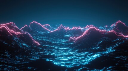Elegant, fluid neon waves in pink and blue, forming a futuristic tech-inspired background.