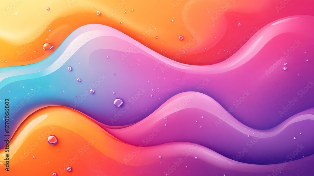 Poster vibrant abstract background with fluid shapes and translucent bubbles
