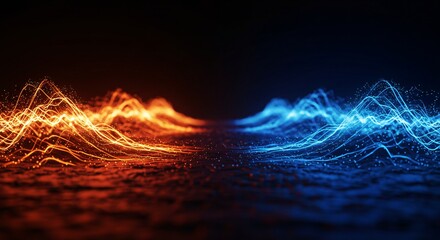 Abstract energy waves with glowing motion trails and futuristic depth