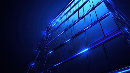 Obraz premium Modern glass skyscraper at night, city lights, business, futuristic architecture, website banner