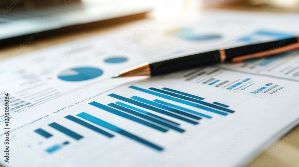 Poster a close-up of a construction project budget report with financial charts, cost estimations, and arch