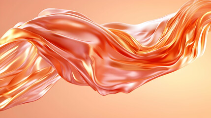 Fototapeta premium Abstract flowing peach fabric, swirling motion, soft background, design element