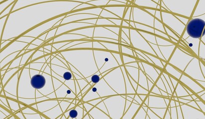Abstract background, lines and marbles, 3D illustration