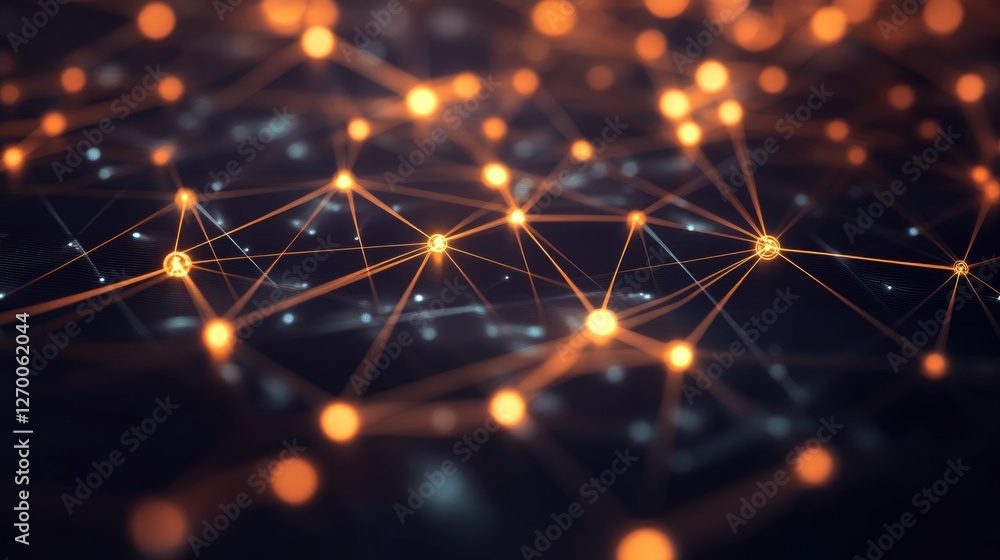 Poster neural network deep learning background with abstract futuristic ai-powered data flow.