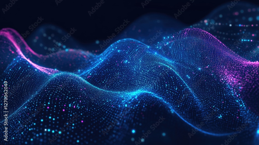 Poster neural network deep learning background with abstract futuristic ai-powered data flow.