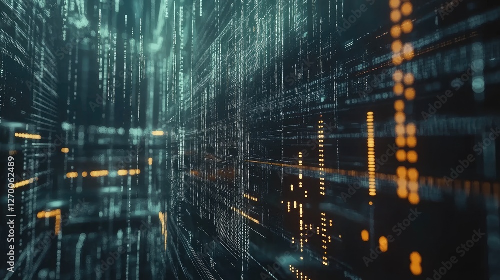 Poster real-time digital currency exchange, interconnected financial data streams on world map.