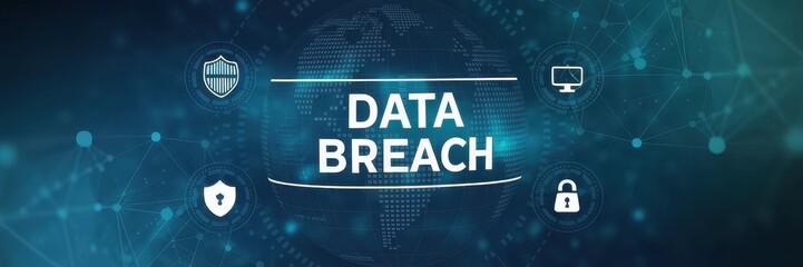 Data breach concept illustration with world map and network connections
