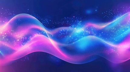 Obraz premium Smooth, flowing abstract waveforms in neon blue and pink hues, glowing softly.