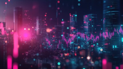 Fototapeta premium Stock portfolio management concept, featuring AI-powered financial trend predictions, economic growth forecasts, and trade insights